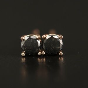Solid 14K .67 Ctw Black Diamond Earrings